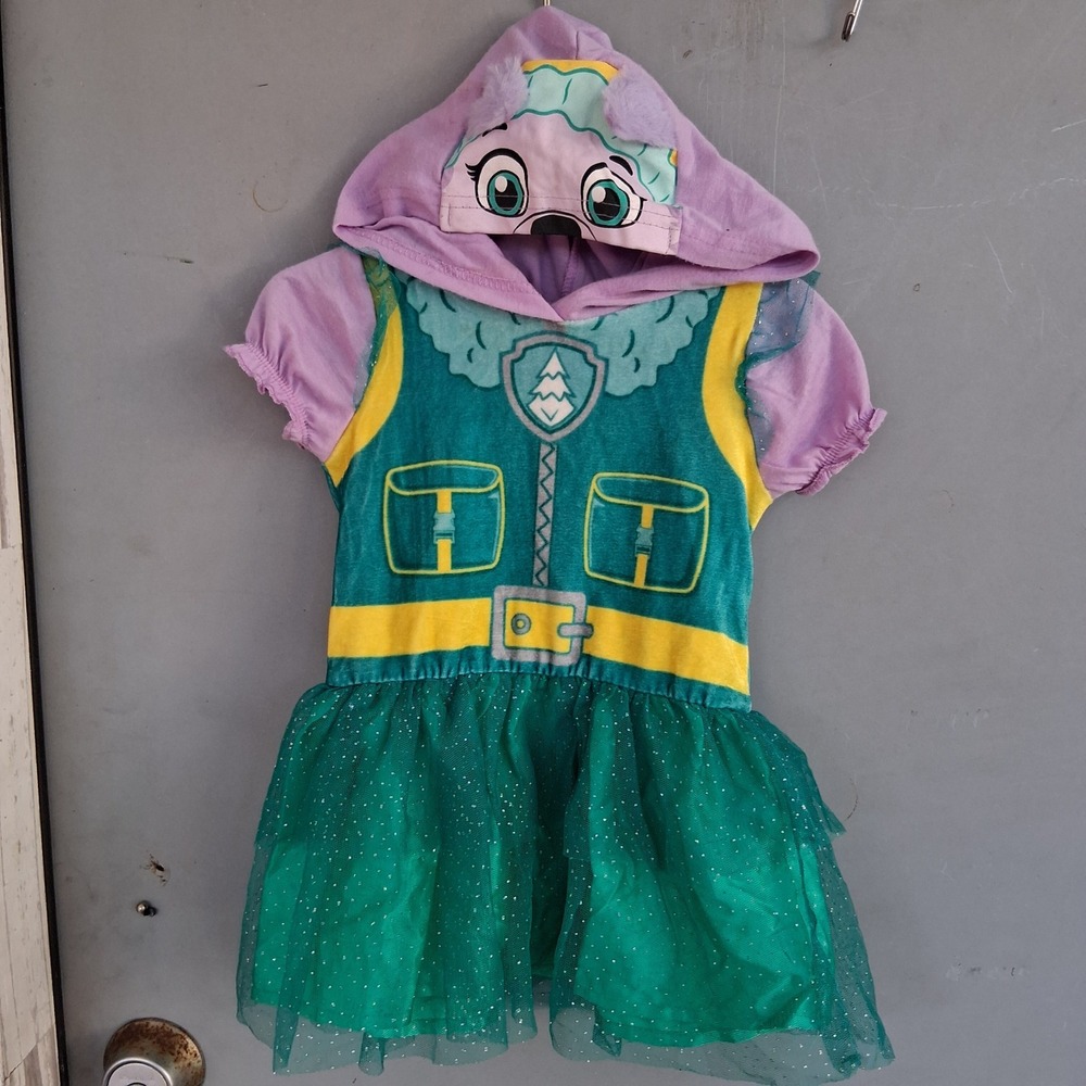 Paw Patrol Everest Hooded Tutu Dress Purple Teal Glitter 12M Nickelodeon